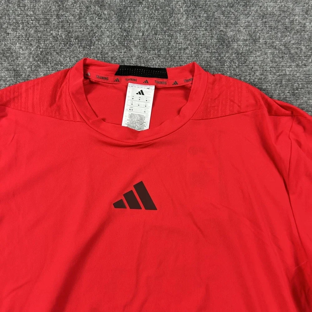 Adidas Shirt Mens Medium Red D4T INT Tee Training Lightweight‎ Athletic Top
